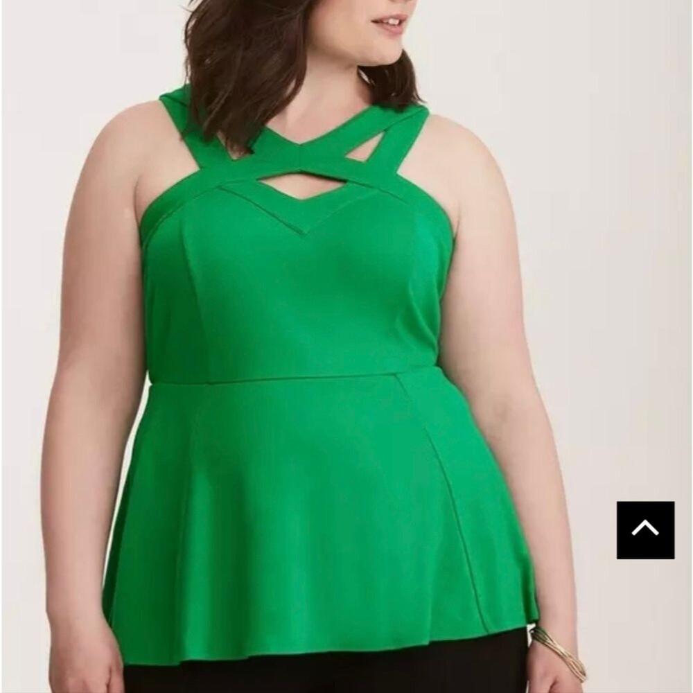 Strappy Peplum Halter Tank Top - 1X
